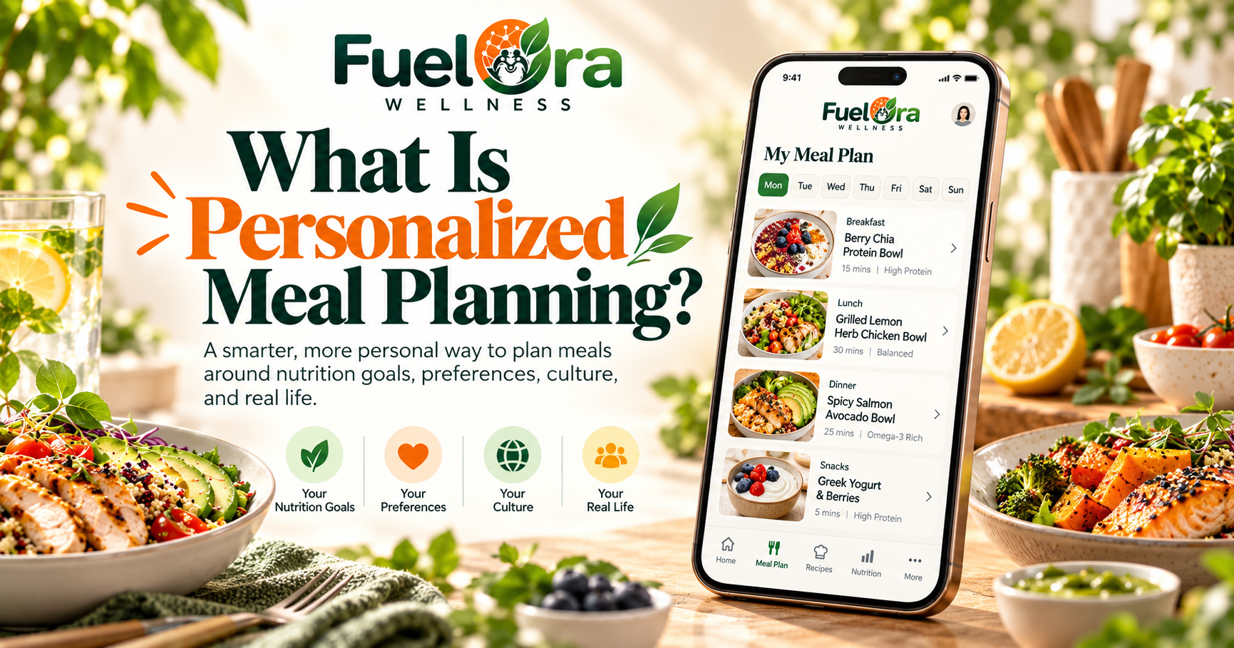 FuelOra Wellness personalized wellness platform connecting meals, groceries, cooking and wellness